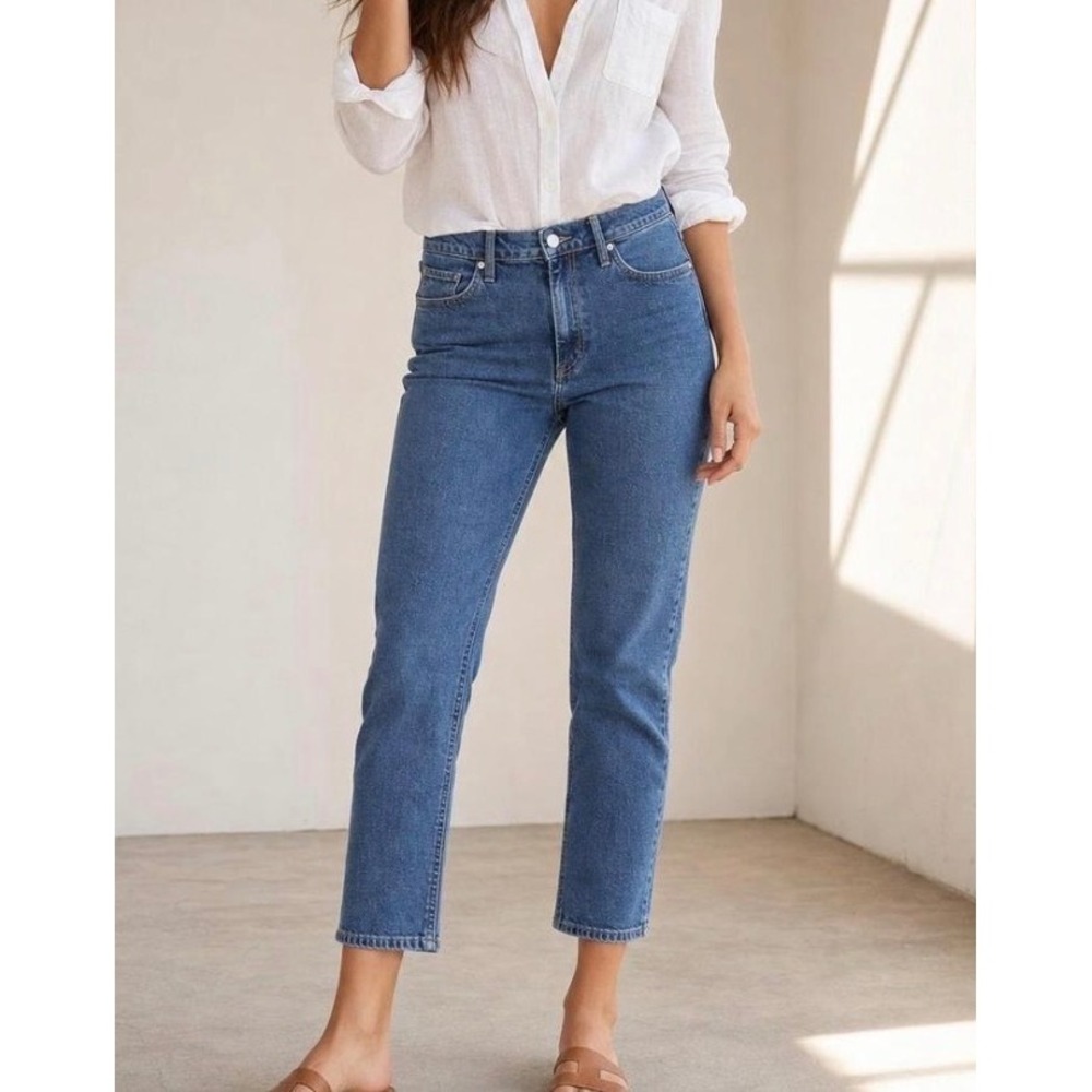 Everlane High Waist Straight Jeans Women 29 Blue Denim Casual Classic Minimalist
